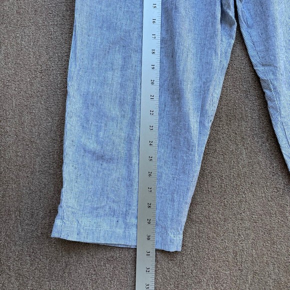 goddess gear linen cotton cropped pants gray white stripe S wide leg lagenlook - Picture 4 of 10